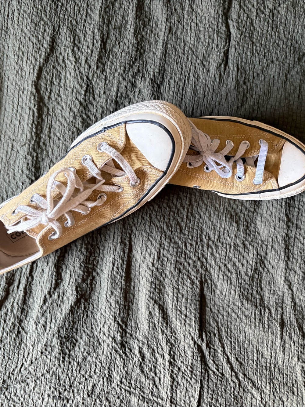 Converse Low Top Sneakers in Light Yellow and White